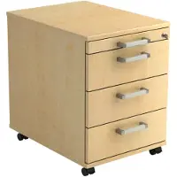 Hjh OFFICE PRO SIGNA AC30 CE - Rolcontainer Esdoorn Hout met 3 lades Chrome metaal handgreep