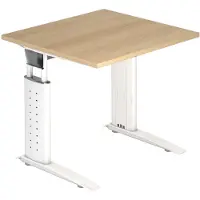 Hjh OFFICE PRO UNDA 8 W - 80 x 80 Tafelhoogte I In hoogte verstelbaar Eiken/Wit