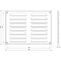 Europlast Metalen rechthoekige sleuf rooster 260x190 wit - MR2619