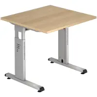 Hjh OFFICE PRO MEGA 8 S - 80 x 80 Eiken/Zilver Tafelhoogte I In hoogte verstelbaar