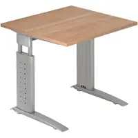 Hjh OFFICE PRO UNDA 8 S - 80 x 80 Walnoot/Zilver Tafelhoogte I In hoogte verstelbaar