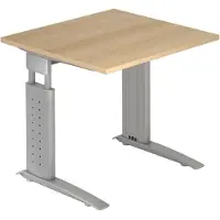 Hjh OFFICE PRO UNDA 8 S - 80 x 80 Eiken/Zilver Tafelhoogte I In hoogte verstelbaar