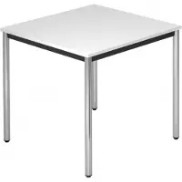 Hjh OFFICE PRO DORAN DR08 C - Wit 80 x 80 met ronde buis / Chroom