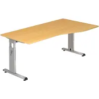 Hjh OFFICE PRO MEGA 18 S - 180 x 100 Beuken/Zilver Tafelhoogte I In hoogte verstelbaar