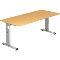 Hjh OFFICE PRO MEGA 19 S - 180 x 80 Beuken/Zilver Tafelhoogte I In hoogte verstelbaar