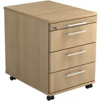Hjh OFFICE PRO SIGNA AC30 RE - Rolcontainer Hout Eiken met 3 lades Rail handvat (kunststof)