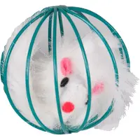 Flamingo - Kattenspeelgoed Speelbal en Bontmuis - Multicolour - 6 cm