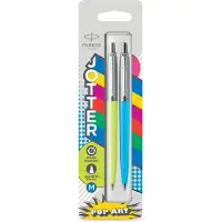 Parker Jotter Originals Pop Art duo verpakking limoen/hemelsblauw balpen met chroomkleurige details