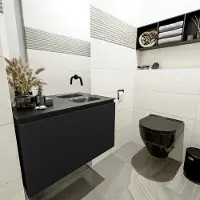 Mondiaz OLAN 80cm toiletmeubel urban. LEX wastafel urban rechts geen kraangat