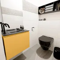 Mondiaz OLAN 60cm toiletmeubel ocher. LEX wastafel urban links 1 kraangat