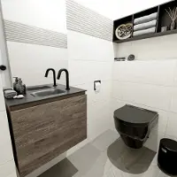 Mondiaz Olan 60cm toiletmeubel dark brown met wastafel urban midden 1 kraangat