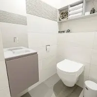 Mondiaz Olan 40cm toiletmeubel smoke met wastafel talc midden geen kraangat