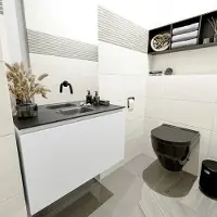 Mondiaz olan 80 cm toiletmeubel talc. Lex wastafel urban midden geen kraangat