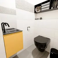 Mondiaz OLAN 40cm toiletmeubel ocher. LEX wastafel urban rechts 1 kraangat