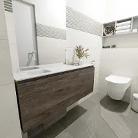Mondiaz olan 120 cm toiletmeubel dark brown. Lex wastafel talc links geen kraangat