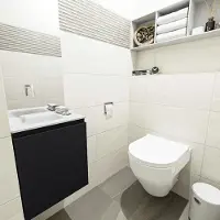 Mondiaz olan 40 cm toiletmeubel urban. Lex wastafel talc links geen kraangat