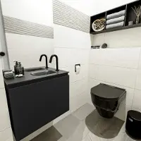 Mondiaz Olan 60cm toiletmeubel urban met wastafel urban rechts 1 kraangat