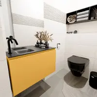 Mondiaz OLAN 80cm toiletmeubel ocher. LEX wastafel urban links 1 kraangat