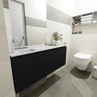 Mondiaz olan 120 cm toiletmeubel urban. Lex wastafel talc links 1 kraangat