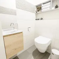 Mondiaz Olan 40cm toiletmeubel washed oak met wastafel talc links 1 kraangat