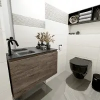 Mondiaz Olan 80cm toiletmeubel dark brown met wastafel urban links 1 kraangat