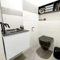 Mondiaz olan 60 cm toiletmeubel talc. Lex wastafel urban links 1 kraangat
