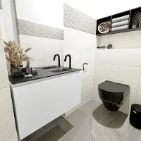 Mondiaz OLAN 80cm toiletmeubel talc. LEX wastafel urban rechts 1 kraangat