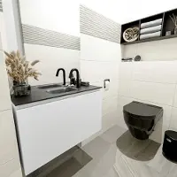 Mondiaz olan 80 cm toiletmeubel talc. Lex wastafel urban midden 1 kraangat