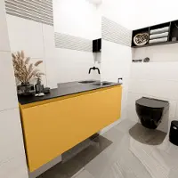 Mondiaz olan 120 cm toiletmeubel ocher. Lex wastafel urban rechts geen kraangat