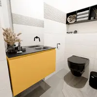 Mondiaz Olan 80cm toiletmeubel ocher met wastafel urban rechts geen kraangat
