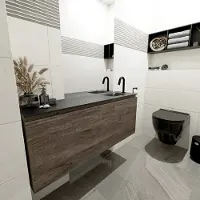 Mondiaz OLAN 120cm toiletmeubel dark brown. LEX wastafel urban rechts 1 kraangat