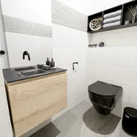Mondiaz OLAN 60cm toiletmeubel washed_oak. LEX wastafel urban links geen kraangat