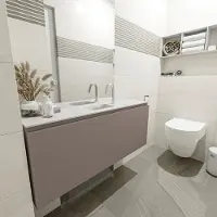 Mondiaz OLAN 120cm toiletmeubel smoke. LEX wastafel talc midden 1 kraangat