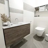 Mondiaz Olan 100cm toiletmeubel dark brown met wastafel talc midden geen kraangat