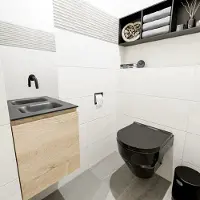 Mondiaz OLAN 40cm toiletmeubel washed_oak. LEX wastafel urban midden geen kraangat