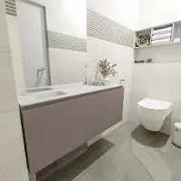 Mondiaz olan 120 cm toiletmeubel smoke. Lex wastafel talc links geen kraangat