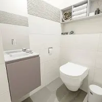 Mondiaz OLAN 40cm toiletmeubel smoke. LEX wastafel talc links geen kraangat