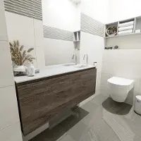 Mondiaz Olan 120cm toiletmeubel dark brown met wastafel talc rechts 1 kraangat