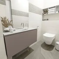 Mondiaz Olan 100cm toiletmeubel smoke met wastafel talc midden 1 kraangat
