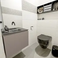 Mondiaz olan 60 cm toiletmeubel smoke. Lex wastafel urban midden geen kraangat