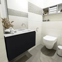 Mondiaz Olan 80cm toiletmeubel urban met wastafel talc rechts geen kraangat