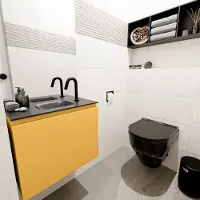 Mondiaz Olan 60cm toiletmeubel ocher met wastafel urban midden 1 kraangat