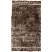 Nordal Denmark Noble warm grijs vloerkleed met franjes 160x240cm