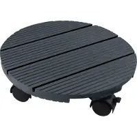 Nature - Planttrolley met wieltjes - Ø30cm - Antraciet - houtcomposiet