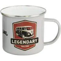 VW Collection - Volkswagen grote emaille koffie-thee-cappuccino-mok-Haferl mok voor Camping & Outdoor T1 Bulli Bus- motief (500 ml T1 Bulli Bus- motief/ kleurrijk)