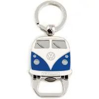 VW Collection - Volkswagen sleutelhanger-ring sleutelaccessoire sleutelhouder met bierflesopener in T1 Bulli Bus-design (blauw)