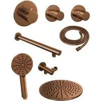 Brauer Thermostatisch inbouwdoucheset copper 30 cm hoofddouche wandarm 3 standen handdouche koper