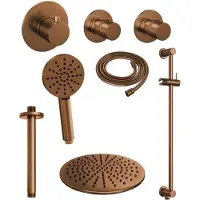 Brauer Copper Edition complete inbouw regendouche met 3 standen handdouche, plafondarm, glijstang en hoofddouche 30cm set 24 koper geborsteld PVD