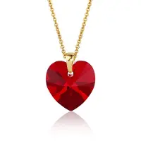 Montebello Ketting Fleur HG556 - Swarovski Hart - 925 Zilver Verguld - Ø14mm - 50cm