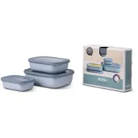 Mepal Meal prep bakje - Magnetronschaal - Cirqula rechthoekig 3-delige set (500+1000+2000) - Nordic blue